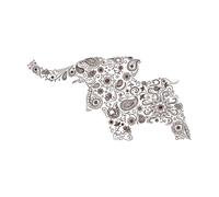 Elefante en un garabato de adorno indio clásico Calcomanías de tallado fino 34x66.4cm Se puede modificar y añadir información Café