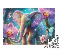 Elefante Fantasía Puzzle de 1000 Piezas Papel para Adultos Entorno Floral de Ensueño Bosque Relajante Atención Juego en Familia Decoración Hogar Regalo 38x26cm/1000pcs