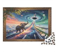 Elefante Fantasía Universo Puzzle de 1000 Piezas Papel para Adultos Escena Espacial de Ensueño Antiestrés Decoración Regalo Hogar 38x26cm/1000pcs