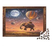 Elefante Fantástico Puzzle de 1000 Piezas Puzzle para Adultos Papel Globo Aerostático Cielo Estrellado Juego de Puzzle 1000 Piezas Relajación Decoración Hogar Regalo Familiar 52x38cm/1000pcs
