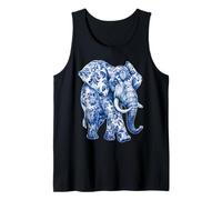 Elefante Floral Vintage con Flores Delft Art Chinoiserie Camiseta sin Mangas