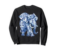 Elefante Floral Vintage con Flores Delft Art Chinoiserie Sudadera