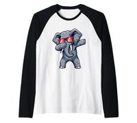 Elefante Grande Dabbing con Gafas de Sol Camiseta Manga Raglan