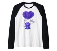 Elefante I Will Remember For You Alzheimer Awareness Púrpura Camiseta Manga Raglan