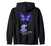 Elefante I Will Remember For You Mariposa de Alzheimer Sudadera con Capucha