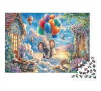 Elefante in Sky Rompecabezas 1000 Piezas Elefante in Sky Balloon Art Print Estéticos Y Desafiantes De Desafío Duro Imposible Regalos Para Mujeres, Regalos Para Hombres Entretenimiento Creativo Para Ad