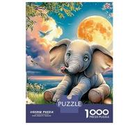 Elefante Kids Rompecabezas Elefante at Moonlit Garden Bricolaje Cartón 1000 PC 12+, Juego Familia Desafiante, Alivio Estrés, Colores Vibrantes, Decoración Ocio 70x50cm/1000pcs