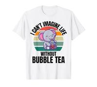 Elefante Lindo Retro I Can't Imagine Life Without Bubble Tea Camiseta gráfica económica, Hombre, Blanco, L