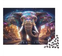 Elefante mágico Puzzles Imposible,desafío for Adults Paisaje Nocturno Urbano Juego Educativo 1000 Piezas Obra De Arte De Juego De para Adultos Y Niños 1000pcs (75x50cm)