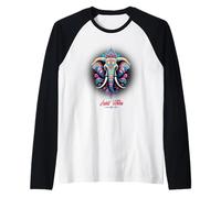 Elefante Mandala Boho Yoga Espiritual Colorido Arte Estético Camiseta Manga Raglan