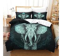 Elefante Mandala Juego De Ropa De Cama, Indian Style Funda De Edredón Y Funda De Almohada, Hipoalergénico Juego Sábanas De Cama, De Fácil Cuidado, Finura Suave King（220x240cm）