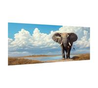 Elefante Pintar por Numeros Adultos,Animal Pintura por Numeros Kit,Easy Paint by Numbers Adult Niños,con 3 Pinceles y Pigmento Acrílico,DIY Manualidades Home Decor Regalo 50x100cm,con Marco,d531k