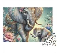 Elefante Puzzle 1000 Piezas Mamá Floral bebé Cartón Reciclado para Toda La Familia Regalo Navidad para Decorar Mejor Regalo Oferta 70x50cm/1000pcs