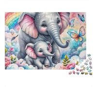 Elefante Puzzle 1000 Piezas Rainbow mamá bebé Cartón Reciclado para Toda La Familia Reunión Amigos para Relajarse Oferta Mejor Regalo 38x26cm/1000pcs
