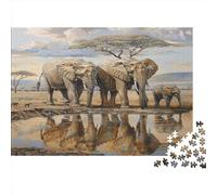 Elefante Puzzle Imposible,desafío for Adults African Pastoral Entretenimiento Creativo 1000 Piezas Obra De Arte De Juego De para Adultos, Regalos A Partir De 14 Años 1000pcs (75x50cm)