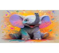 Elefante Puzzle Imposible,desafío for Adults Juego edugatoivo 1000 Piezas Obra de Arte de Juego de para Adultos, Regalos a Partir de 14 Años 75x50cm/1000pcs