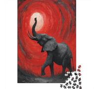 Elefante Running with Its Nose UpwardsTormenta Roja GirandoRompecabezas De 1000 Piezas para Adultos, Juegos De Desafío para Niños, Regalos70x50cm/1000pcs