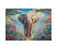 Elefante Sabana floreciente Puzzle 300 Piezas Cartón Resistente para Coleccionistas Entretenimiento Toda La Familia Mejora Memoria Pack Completo para Navidad 300 PCS