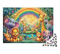 Elefante Sky Rompecabezas 1000 Piezas Rainbow Elefante Fantasy Art Print Estéticos Y Desafiantes De Desafío Duro Imposible Regalo Para Familiares/Parejas Para Adultos Y Niños Mayores De 8 Años 52x38