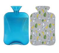 Elefante Tropical Botella de agua caliente con cubierta esponjosa 2L Gran Capacidad Elefante Bonita Botella Bolsa de Agua para Noches Acogedoras Alivio del Dolor de Espalda Cuello y Hombros