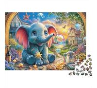 Elefante Volador Extra Thick Cardboard Arte del jardín del bebé Pachyderm Jigsaw Puzzle Adults Brain Training Travel Activity Gift for Senior Jigsaw Lovers Teen Fans Age 12 18 52x38cm/1000pcs