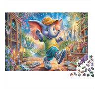 Elefante with Balloons Rompecabezas 1000 Piezas Cute Elefante Dibujos Animados Colorful Balloons Estético Desafiante Desafío Duro Imposible Regalo Mujeres Hombres Entretenimiento