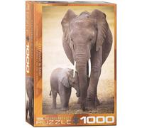 Elefante Y Bebé 1000 Rompecabezas de Piezas 680mm x 480mm