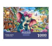 Elefantenblase 1000 Piezas Rompecabezas Colorido Actividades Familiares Baby Elefant im Garten Jigsaw Desafíos Difíciles para Familiares Y Amigos 52x38cm/1000pcs