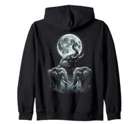 Elefantes bajo la Luna Amante de Elefantes Sudadera con Capucha