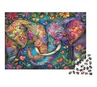 Elefantes Coloridos Puzzle 1000 Piezas Papel Reciclado para Adultos Puzzle para Adultos Juego difícil y desafiante Actividad Divertida para casa Excelente Idea de Regalo 52x38cm/1000pcs