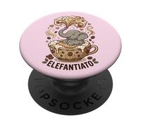 Elefantiato - Bonito diseño de Elefante para Amantes del café PopSockets PopGrip Adhesivo