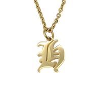 Elefezar Collar de metal con letra inicial del alfabeto inglés antiguo