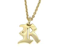 Elefezar Collar de metal con letra inicial del alfabeto inglés antiguo