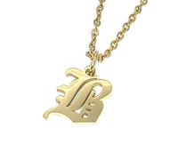 Elefezar Collar de metal con letra inicial del alfabeto inglés antiguo