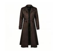 Elegabrillia Abrigo Hombre Abrigo Largo Gabardina Chaquetón con Frontal y Puños con Tiras Abotonadas Corte Bajo Flexible Adecuado para Halloween Fiestas Temáticas Combinaciones Retro, Marrón, M