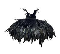 Elegabrillia Capa de Plumas Artificiales, Chal, Vestido, Capa Envolvente, Capa de Plumas Sintéticas, Bufanda para Pascua, Halloween, Fiestas de Disfraces, Negro