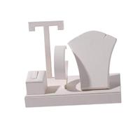 Elegabrillia Conjunto de Almacenamiento Y Exhibición de Joyas: Soporte para Collar, Busto de Joyería, Soporte para Pulsera, Soporte para Anillos en PU con Un, Beige, Individual