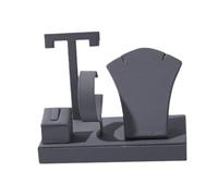 Elegabrillia Conjunto de Almacenamiento Y Exhibición de Joyas: Soporte para Collar, Busto de Joyería, Soporte para Pulsera, Soporte para Anillos en PU con Un, Gris, Individual