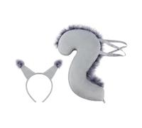 Elegabrillia Conjunto de Orejas Y Cola de Ardilla, de Cosplay, Cola de Animal para Espectáculos de Carnaval, Gris