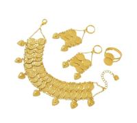 Elegabrillia Conjunto Joyas Mujer con Colgante Moneda Elegante Conjunto Joyas con Medallones Circulares Cpado en Oro para Bodas