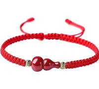 ELEGAM Pulsera de Amuleto, Pulsera de Feng Shui, Cuerda roja Wu Lou/abalorio de Calabaza, Piedra talismán Ajustable for la Prosperidad de la Buena Fortuna