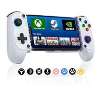 Elegamefy Controlador de teléfono móvil para iPhone/Android, mando de smartphone con joystick actualizado sin zonas muertas, luz colorida