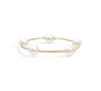 Elegance 11 designs Pulsera de bendición de perlas blancas de cristal de 10 mm