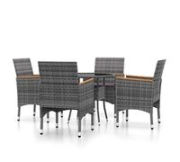 Elegance 5 piezas, grupo de comedor de jardín de ratán de polietileno con placa de vidrio duro y acero recubierto de polvo, duradero y fácil de limpiar para terraza y balcón