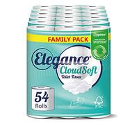 Elegance Cloud - Rollo de papel higiénico suave (9 paquetes de 6 rollos, un total de 54 rollos)