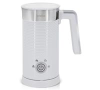 briebe Elegance Espumador de Leche Eléctrico Calentador 4 en 1, Espuma Fría/Caliente 130ml para Café Latte, Capuchino, Macchiato, Leche Caliente 300ml, Milk Frother, Libre BPA, 500W, Diseño Blanco