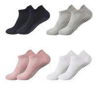 Elegance-go Calcetines Antideslizantes Mujer, 4 Pares Calcetines Yoga Calcetines Pilates Fitness Antideslizantes Calcetine para Pilates,Danza,Fitness