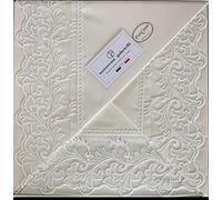 Elegance - Juego de sábanas con encaje rebrodè para cama de matrimonio de puro algodón Alfionapoli (crema)