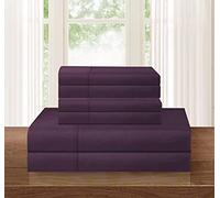 Elegance Linen ® Juego de sábanas de 1500 Hilos, Resistente a Las Arrugas, 4 Piezas, Bolsillo Profundo y Colores, Color Morado Queen