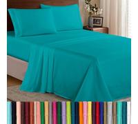 Elegance Linen ® Juego de sábanas de 1500 Hilos, Resistente a Las Arrugas, Ultra Suave, de Lujo, 4 Piezas, Bolsillo Profundo de hasta 16 Pulgadas, Muchos tamaños y Colores, California King, Turquesa